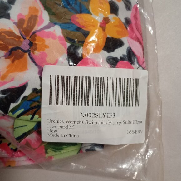 URCHICS Floral Leopard print 2 Piece Swimsuit Faux Ties Size M - Picture 9 of 9
